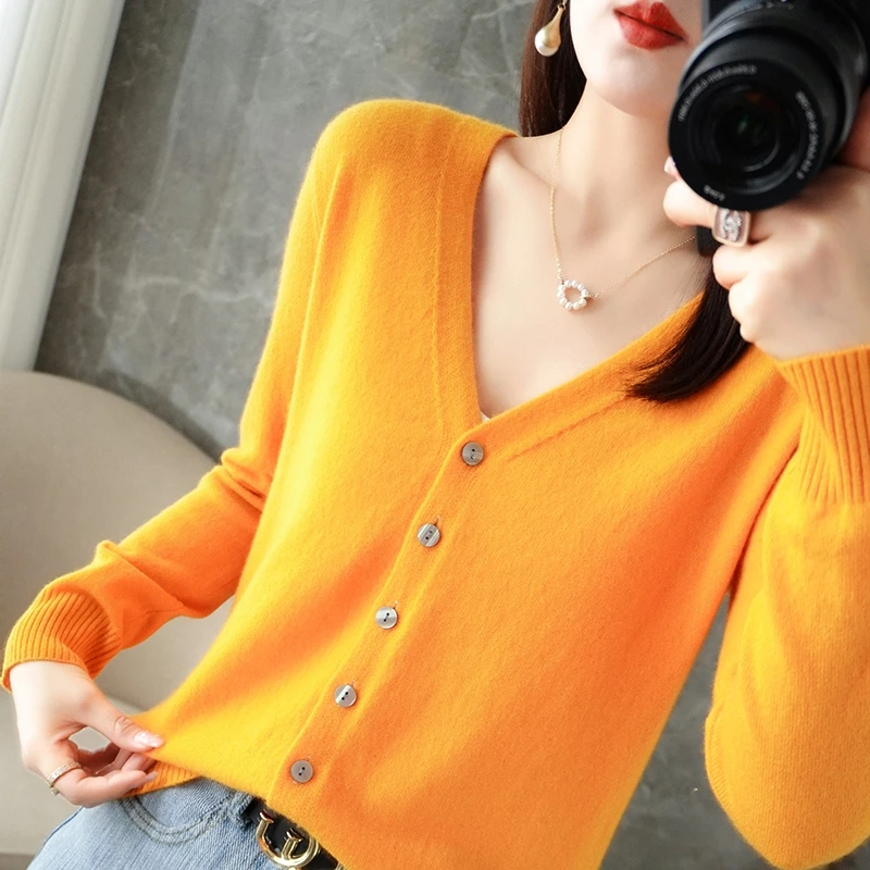 2024 New V-Neck Temperament Small Fragrant Wind Women Loose Sweater Sweater All Sweater Coat Special Offer Cardigan ZHI D035 - Image 3