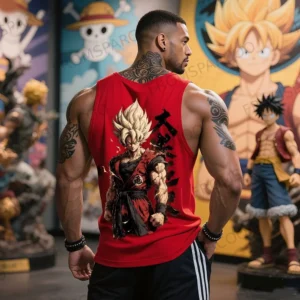 Dragon Ball Goku Anime Printed Pure Cotton Tank Top American Men's and Women's Loose Summer Fashion Sporty Top