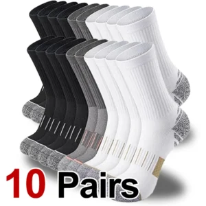 10 Pairs Unisex Long Tube Sports Socks Fashionable Stripes Soft Comfortable Sweat Absorbing Breathable All Season Casual Socks