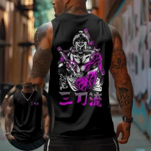 One Piece Men Vest Tank Top Roronoa Zoro Summer Japanese Anime Spring and Autumn Sports Fitness Casual Y2k Sleeveless Top