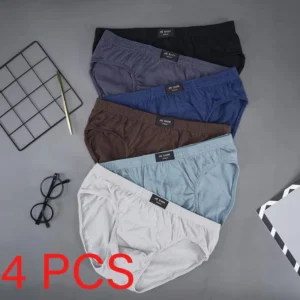 4 Pcs/Lot Men's Panties 100% Cotton Breathable Briefs Comfortable Male Underwear Lingerie Plue Size Xl -5xl Military Underpants