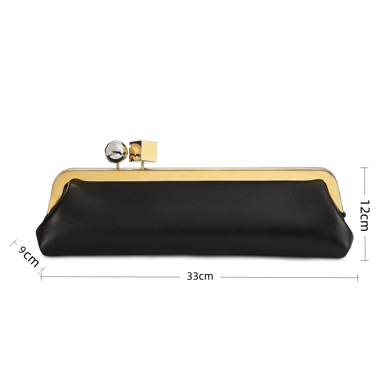 women kisslock frame bag design black clasp pouch clutch purse evening dinner party bag 2026 new microfibe leather shoulder bag - Image 3