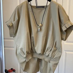 ZANZEA Women Fashion Shirring Hem Blouses 2025 Summer O Neck Short Sleeve Casual Blusas Mujer Stylish Slit Back Solid Shirt Tops