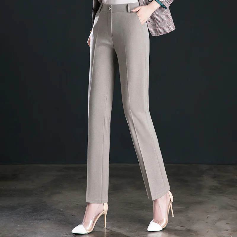 2026 New Women's Khaki Trousers, Autumn High Waisted Straight Suit Pants Loose Dress Pants Black Grey Slacks Women Pantalones - Image 7