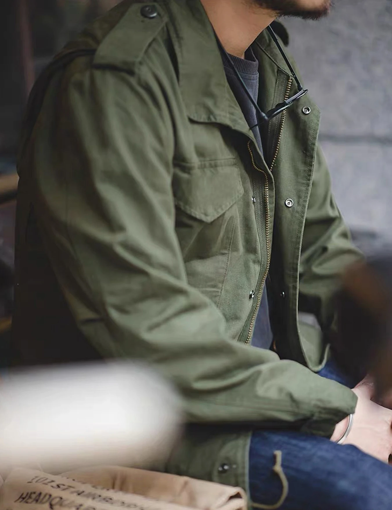 M65 Field Jacket, Men's Military Jacket, Retro Multi Pocket Collar Zipper Jacket, 100% Cotton - Image 4