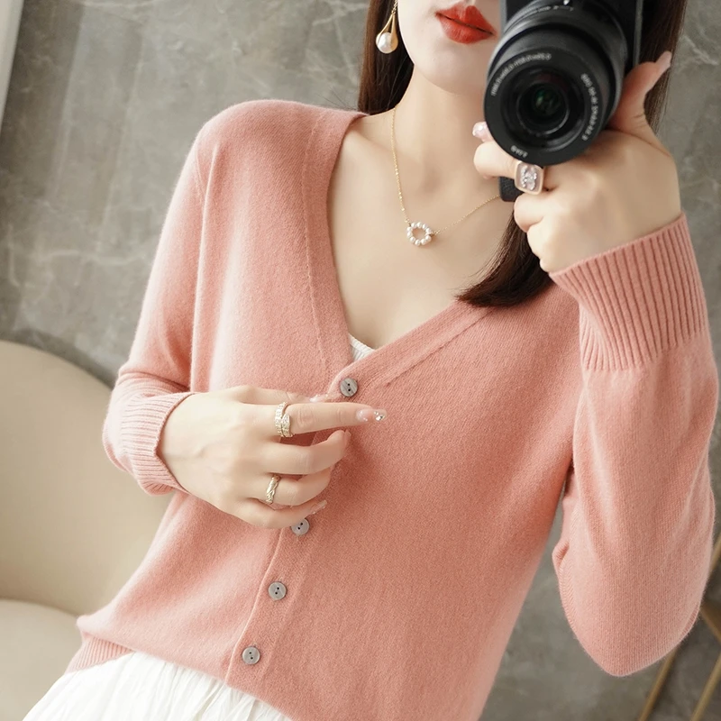 2024 New V-Neck Temperament Small Fragrant Wind Women Loose Sweater Sweater All Sweater Coat Special Offer Cardigan ZHI D035 - Image 16