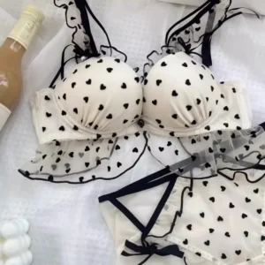 Japanese Mesh No-wire lace Underwear set Women's small breasts gather sexy pure desire sweet bra cute bra Panty SET TUSHY