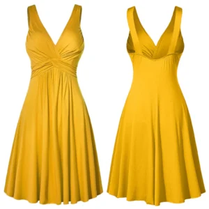 Plus Size XL-5XL Women's V-neck Dress Ball Gown Retro Sling Pleated Slim Flare Party Dresses Vestidos de fiesta Female Sundress