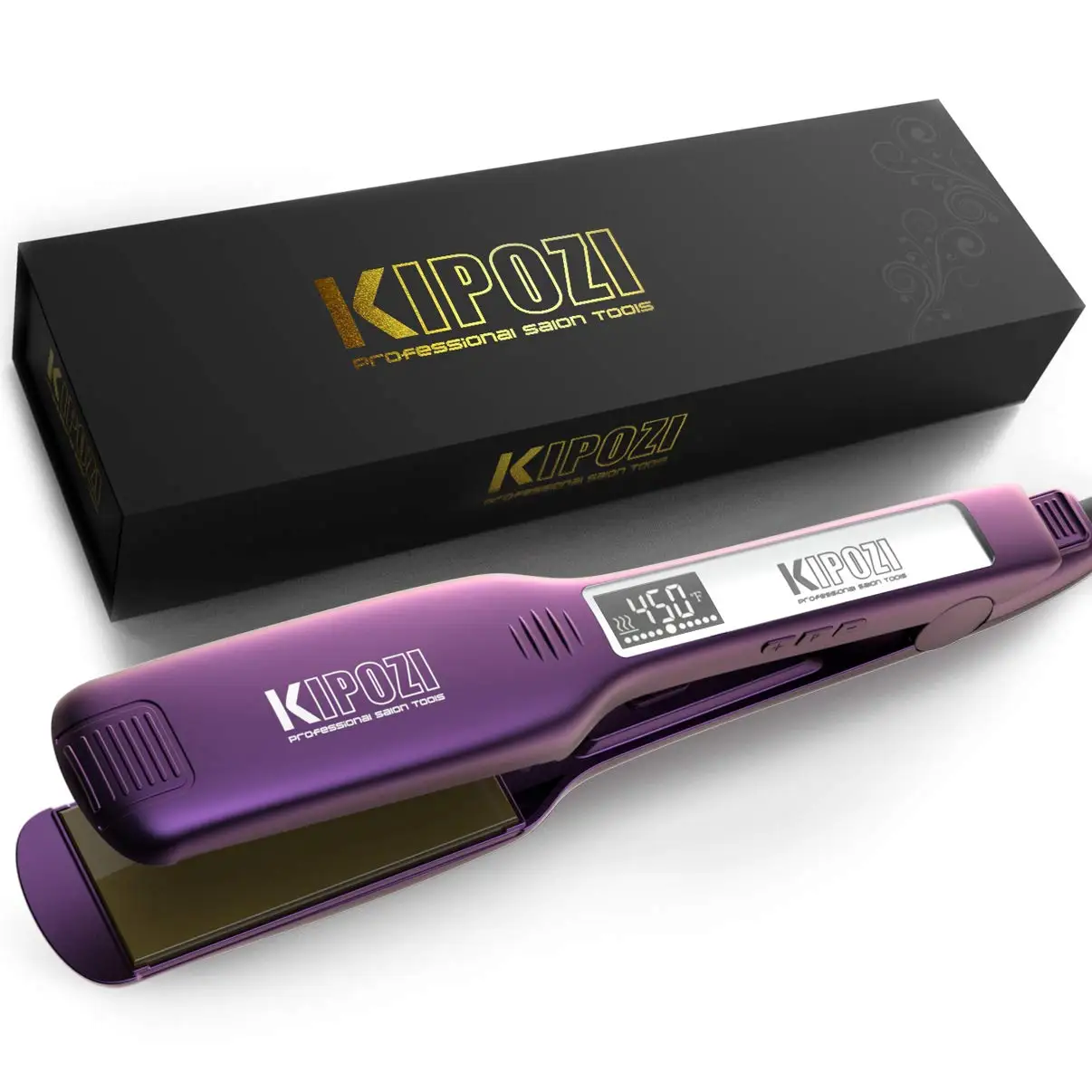 KIPOZI Professional Titanium Flat Iron Hair Straightener with Digital LCD Display Dual Voltage Instant Heating Curling Iron - Image 8