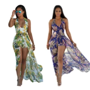 Women's Sleeveless Floral Print Maxi Dress, Bohemia National Wind Style, Sexy Summer Dress, Beach Holiday Dresses, Dropshipping