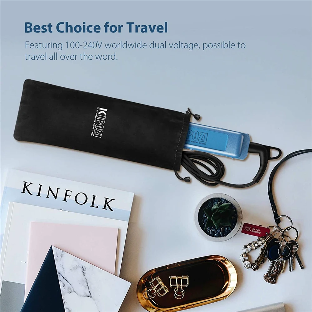 KIPOZI Professional Titanium Flat Iron Hair Straightener with Digital LCD Display Dual Voltage Instant Heating Curling Iron - Image 5