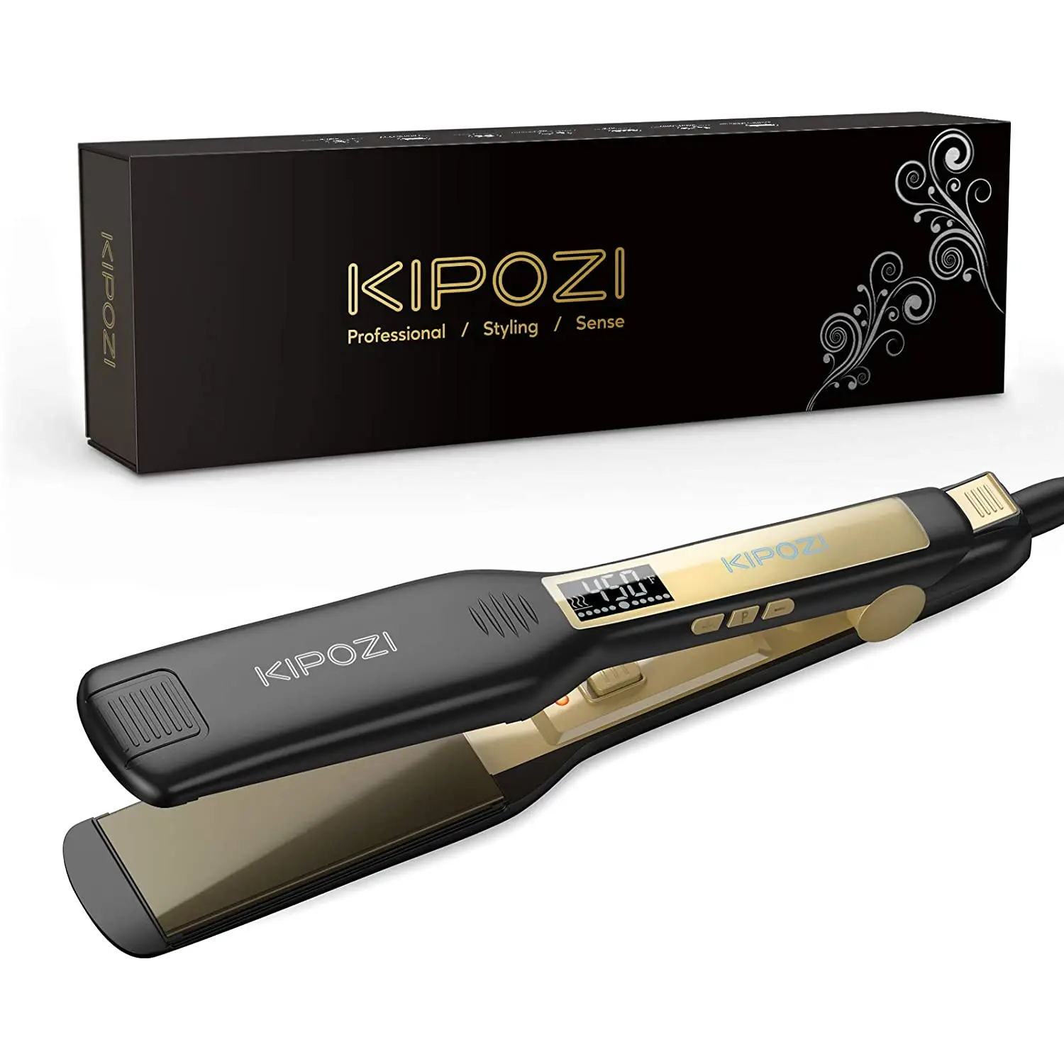 KIPOZI Professional Titanium Flat Iron Hair Straightener with Digital LCD Display Dual Voltage Instant Heating Curling Iron - Image 7
