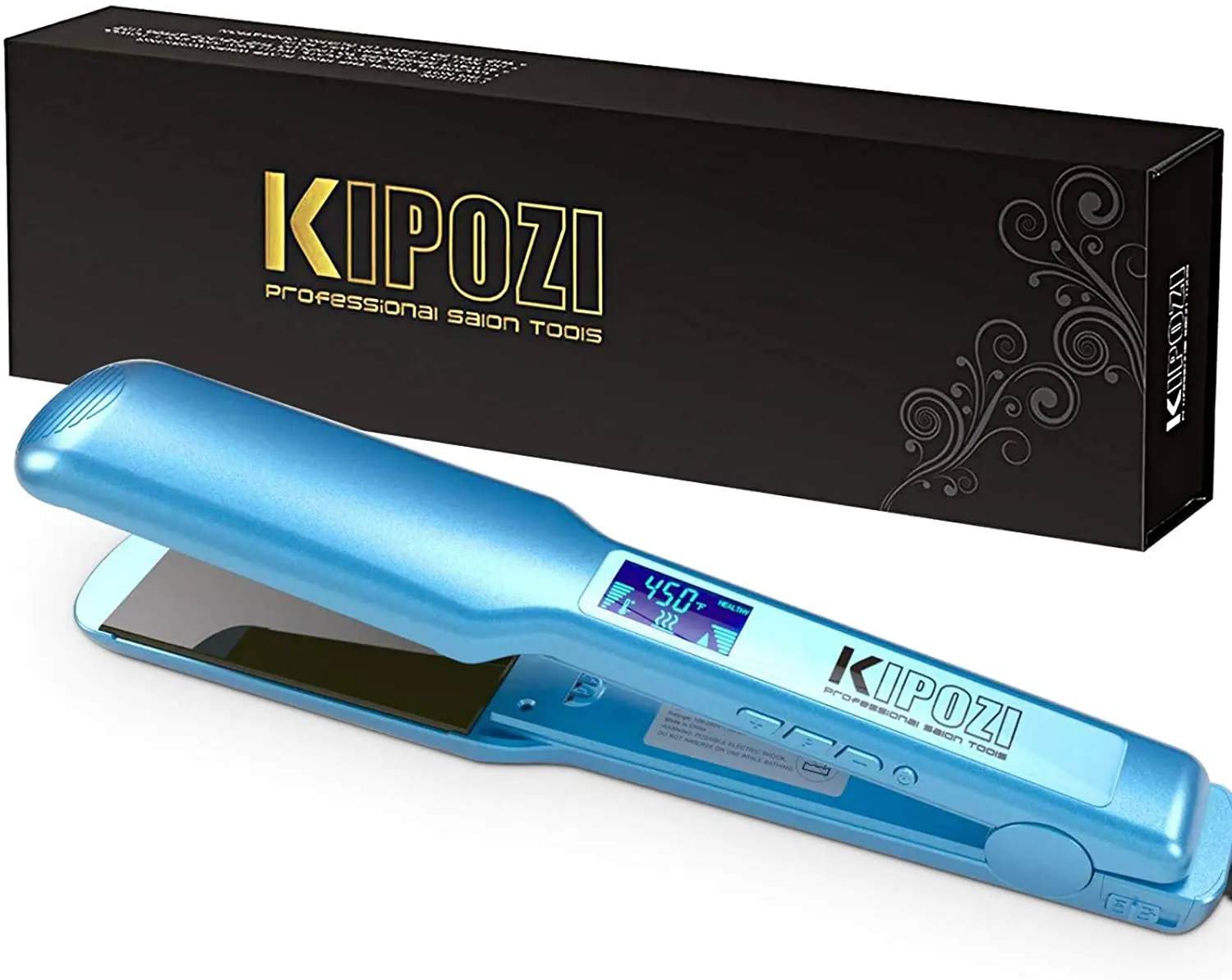 KIPOZI Professional Titanium Flat Iron Hair Straightener with Digital LCD Display Dual Voltage Instant Heating Curling Iron - Image 9