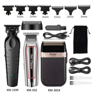 Kemei Hair Clipper Kit Men's Electric Shaver Hair Trimmer Machine Professional Hair Cutting Machine Km-2299 Km-032 Km-2024