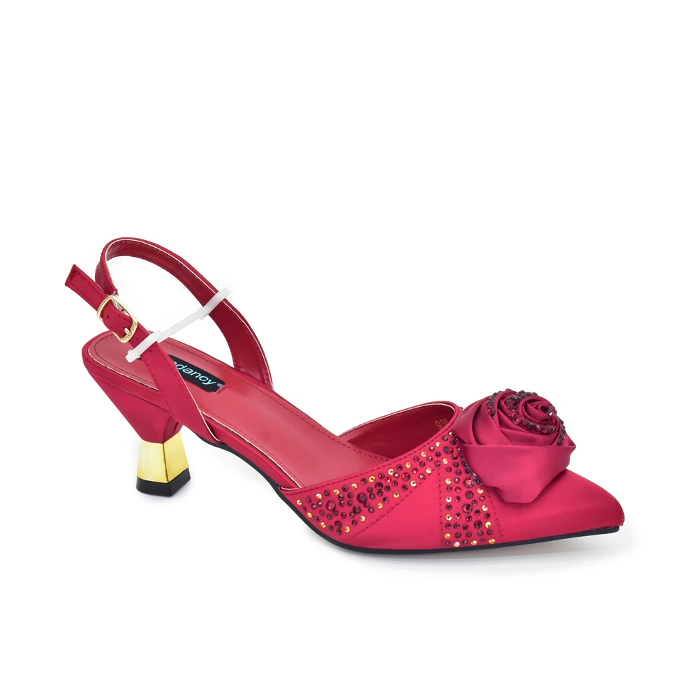 2026 Latest Italian Design African Women's High Heels Pointed Toe Sandals Party Wedding Party Shoes and Bags Set for Wedding - Image 5
