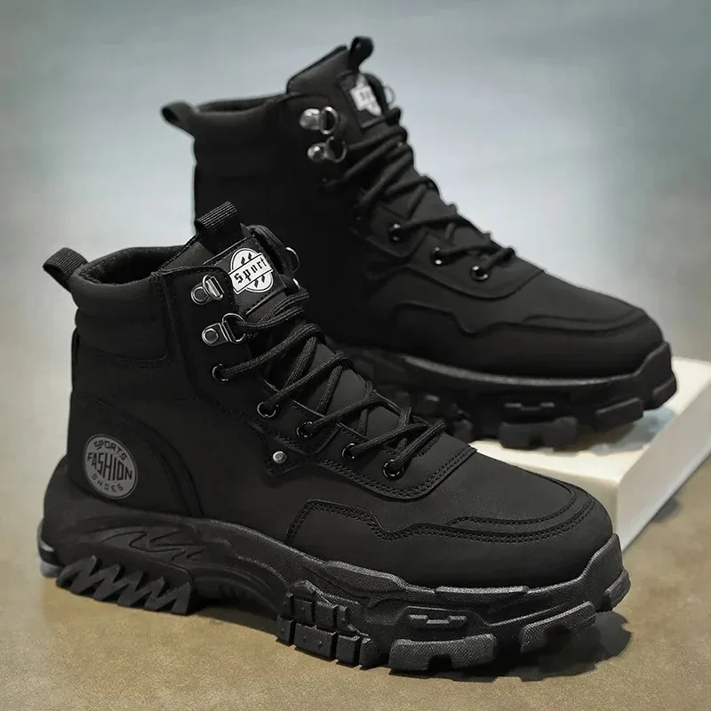 Men's High-Top Casual Leather Boots, Height-increasing Non-Slip Durable Ankle Boots for Outdoor Work Daily Streetwear All-Season - Image 5
