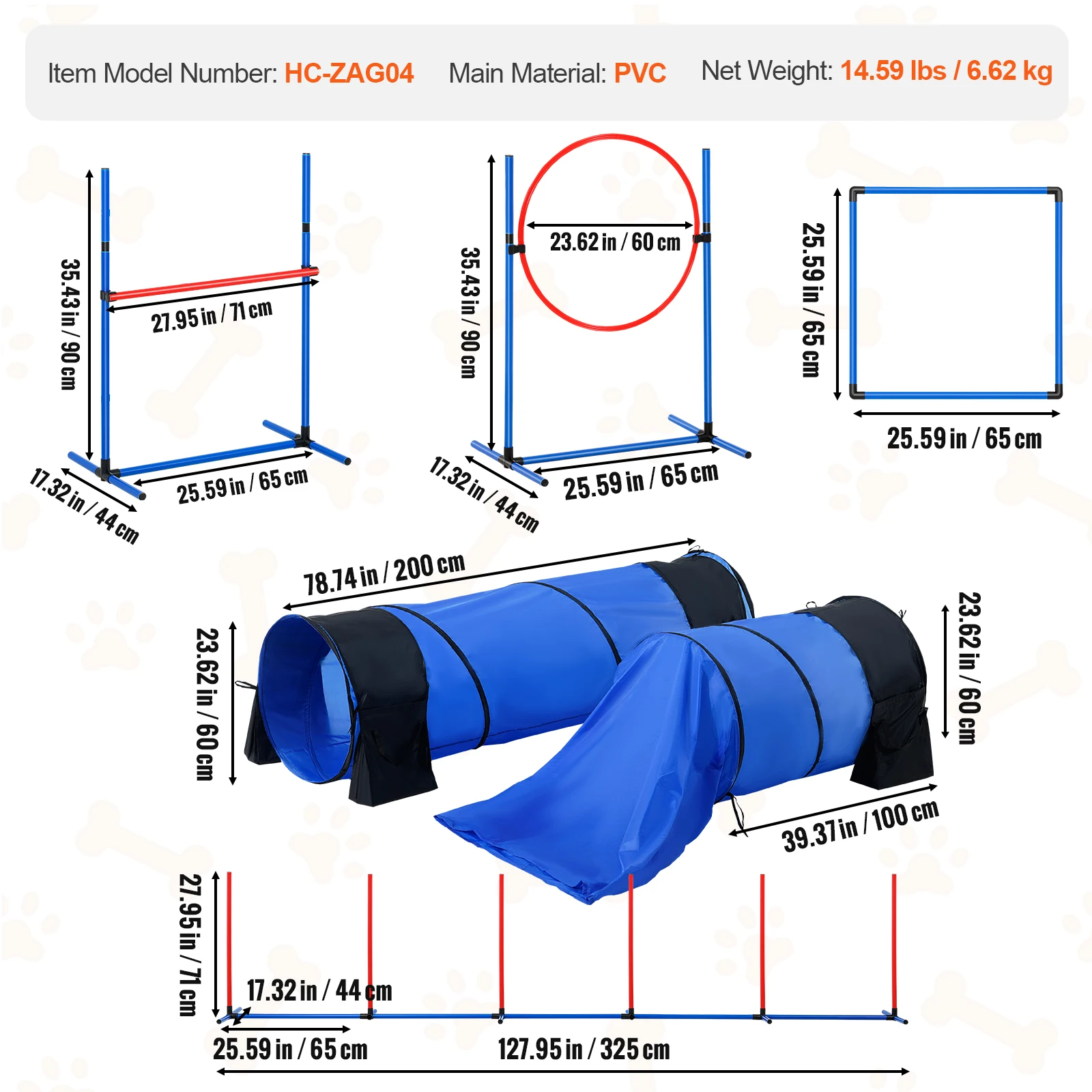 SucceBuy Dog Agility Training Equipment 4 PCS Set with Adjustable High Hurdles 6 Weave PolesJump Ring Square Pause Box Whistle - Image 10