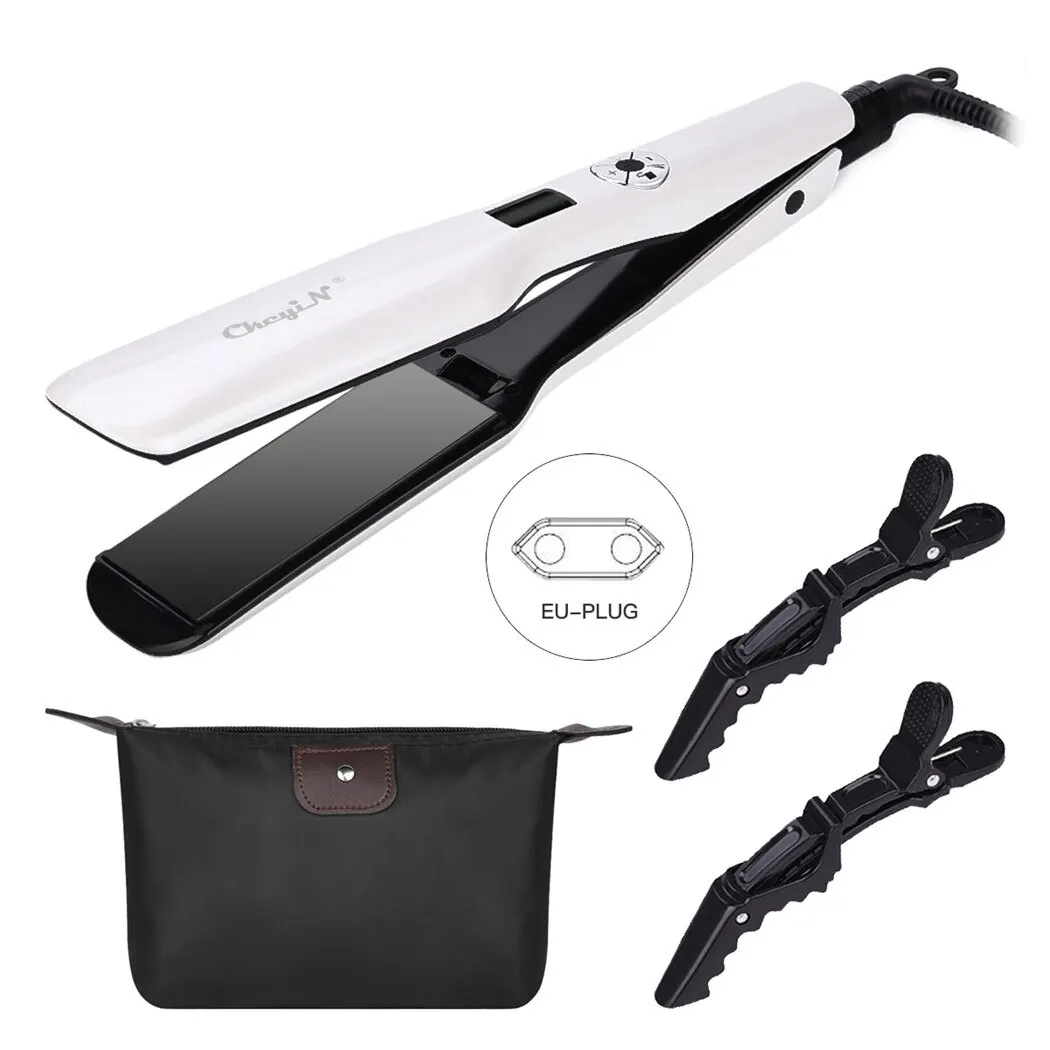 CkeyiN 44mm Tourmaline Ceramic Hair Straightener LCD Display Fast Heating Flat Iron Adjustable Temperature Straightening Iron - Image 7