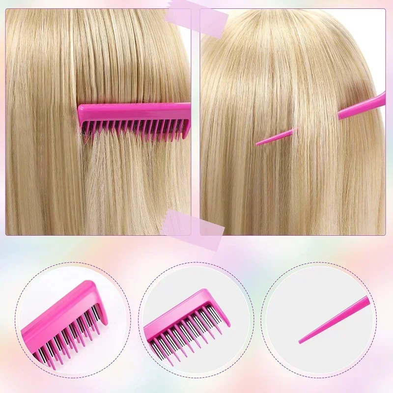 3-10pcs Hair Styling Comb Set Teasing Hair Brush Triple Teasing Comb Rat Tail Combs Edge Brush Hair Tail Tools Braid Tool Loop - Image 5