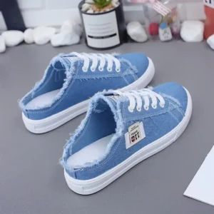 2024 Spring Summer Women Canvas Sneaker Low Top Denim Sneakers Ladies Lace-Up Flat Canvas  Board Shoes Female sapatos femininos