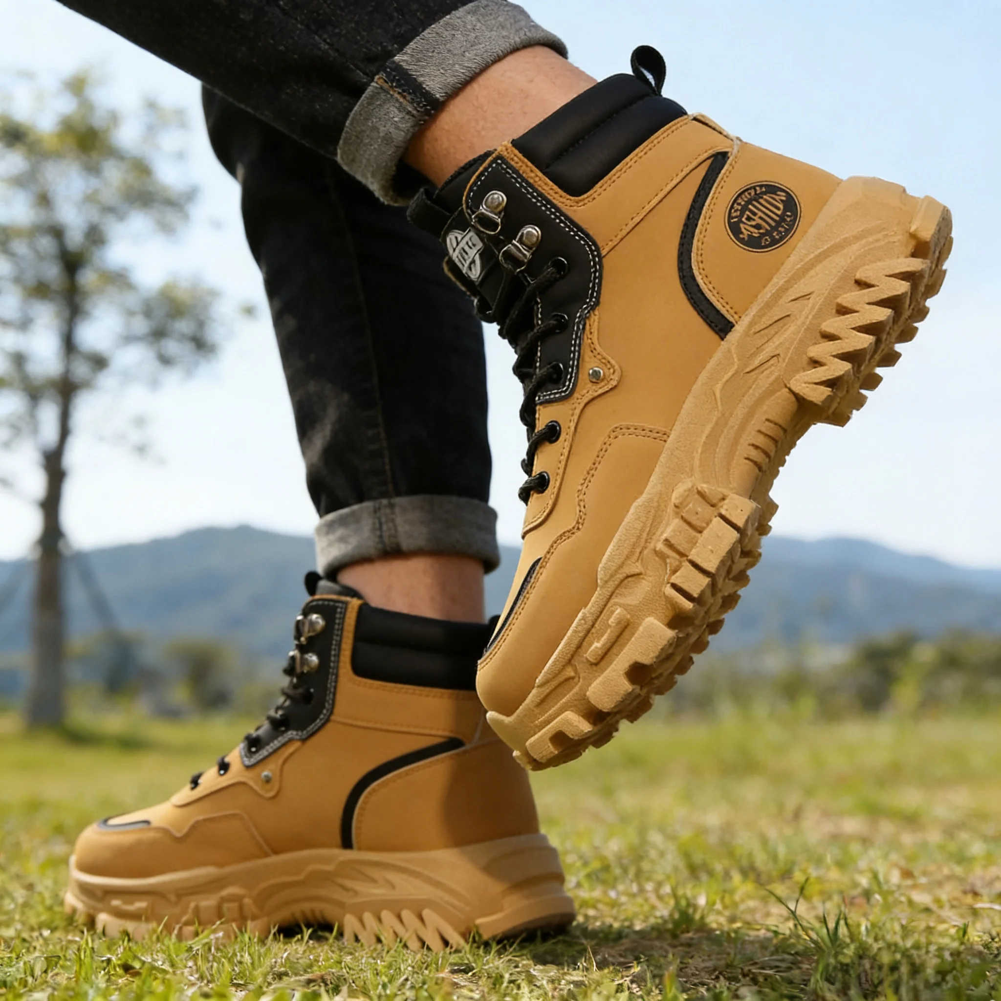 Men's High-Top Casual Leather Boots, Height-increasing Non-Slip Durable Ankle Boots for Outdoor Work Daily Streetwear All-Season - Image 6