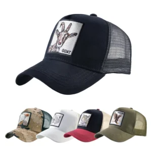 Fashion Trucker Caps With Embroidery Goat Patch Four Seasons Snapback Baseball Cap For Men Women Adjustable Visor Hat