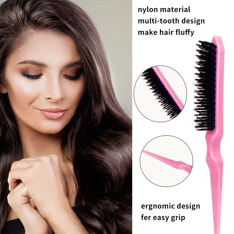 3-10pcs Hair Styling Comb Set Teasing Hair Brush Triple Teasing Comb Rat Tail Combs Edge Brush Hair Tail Tools Braid Tool Loop - Image 3