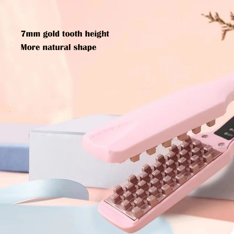 3D Grid Hair Crimper Volumizer Ceramic Professional Hair Fluffy Corrugated Curler Flat Iron Corn Hair Splint Perm 4 Temperatures - Image 2