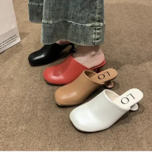Summer Women's Cover Toe Mules Slippers Fashion Shallow Slip On Dress Slides Casual Dress Street Style Shoes