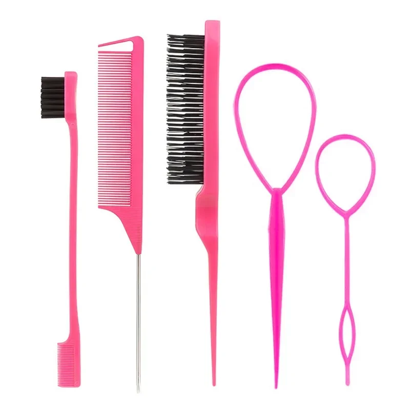 3-10pcs Hair Styling Comb Set Teasing Hair Brush Triple Teasing Comb Rat Tail Combs Edge Brush Hair Tail Tools Braid Tool Loop - Image 15