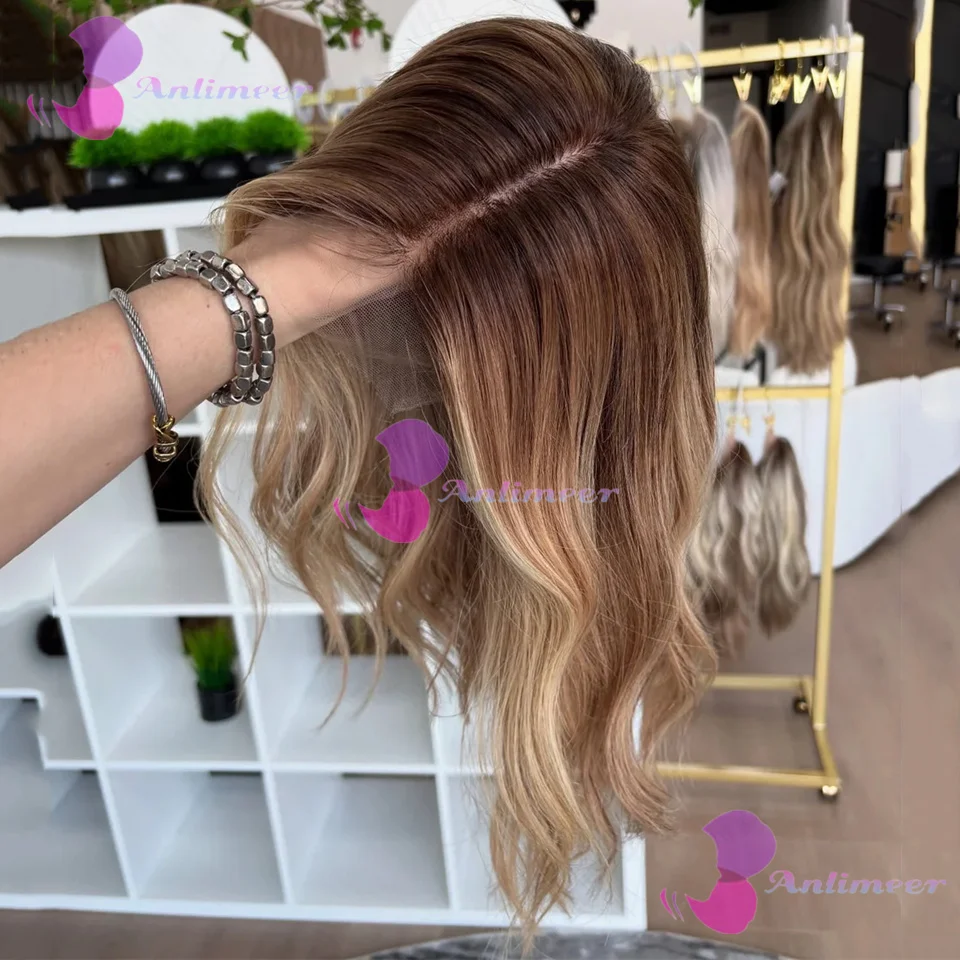 Brown Blonde Balayage Human Hair Glueless Lace Short Bob Wigs 13x4 Silk Top Lace Front Wigs Bleached Knots 360/Full Lace Wigs - Image 3