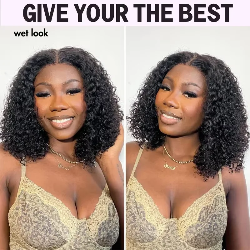 250Density Glueless Short Bob Wig 10 Inch Deep Wave Lace Front Bob Wigs Human Hair 5x5 Glueless Bob Wig Human Hair Ready To Wear - Image 4