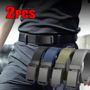 Newest Automatic Buckle Belt Canvas Tactical Waist Belt Durable Casual Outdoor Hunting Golf Adventure Training Pant Belt for Man