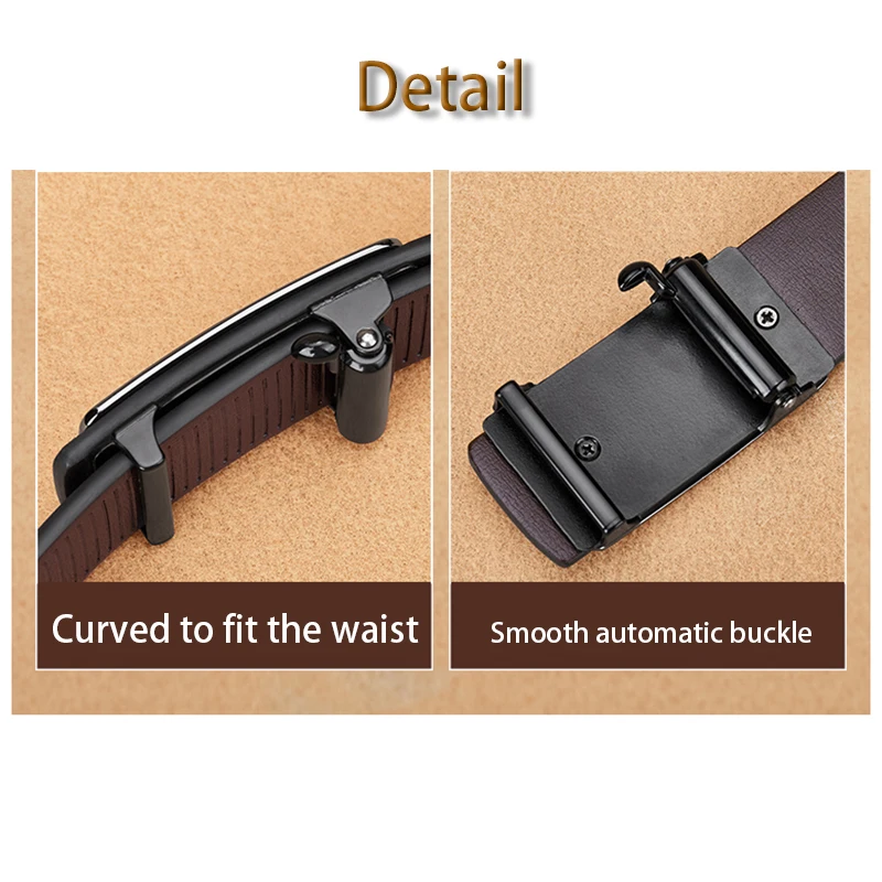 Men's Leather Belt Fashion Automatic Buckle Cowskin Male Belts Luxury Designer Black belt 110-160cm Plus Size Jeans Belt - Image 5