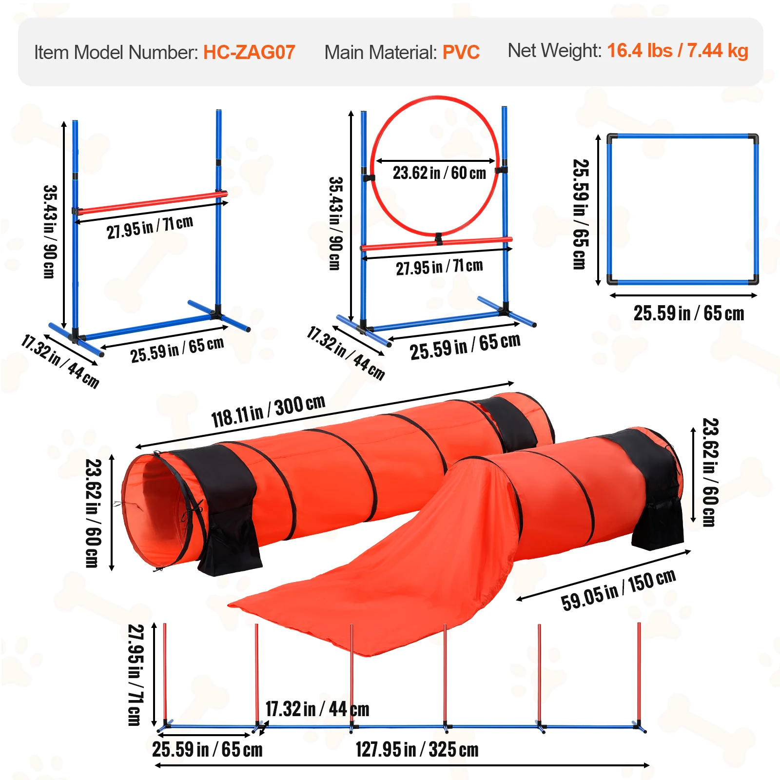 SucceBuy Dog Agility Training Equipment 4 PCS Set with Adjustable High Hurdles 6 Weave PolesJump Ring Square Pause Box Whistle - Image 9