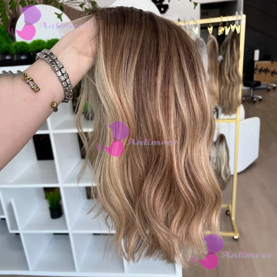 Brown Blonde Balayage Human Hair Glueless Lace Short Bob Wigs 13x4 Silk Top Lace Front Wigs Bleached Knots 360/Full Lace Wigs - Image 4
