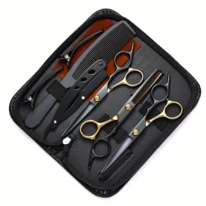 Stainless Steel Hair Scissors Set - Professional Thinning & Texturing Shears, Layered Hair Cutting Tools for Home Barber Kit