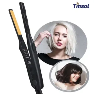 2-in-1 Mini Hair Straightener Curling Iron Professional Ceramic Short Flat Iron for Women & Men Beard Straightener