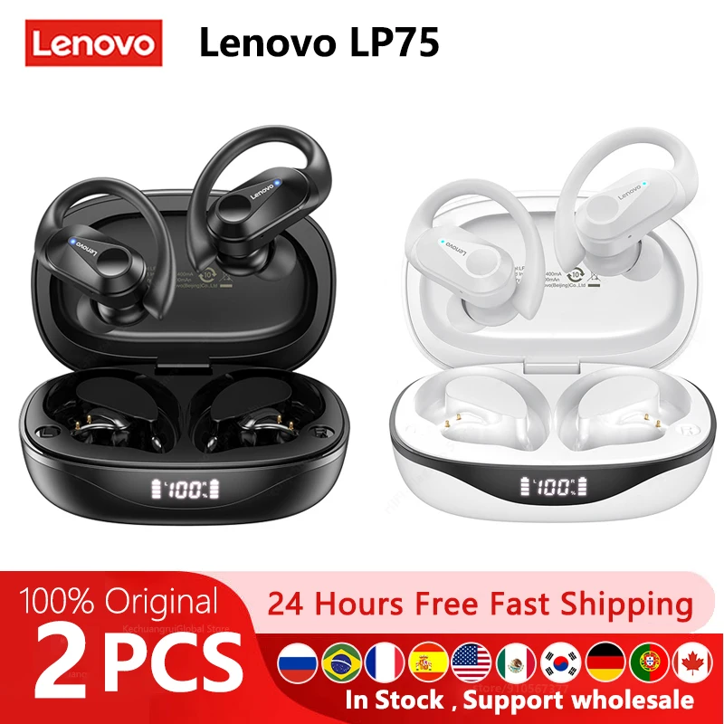 Lenovo LP75 Ture Wireless Headphones TWS Bluetooth 5.3 Noise Reduction Sports Ear Hook HiFi Stereo Waterproof Gaming Earphones - Image 10