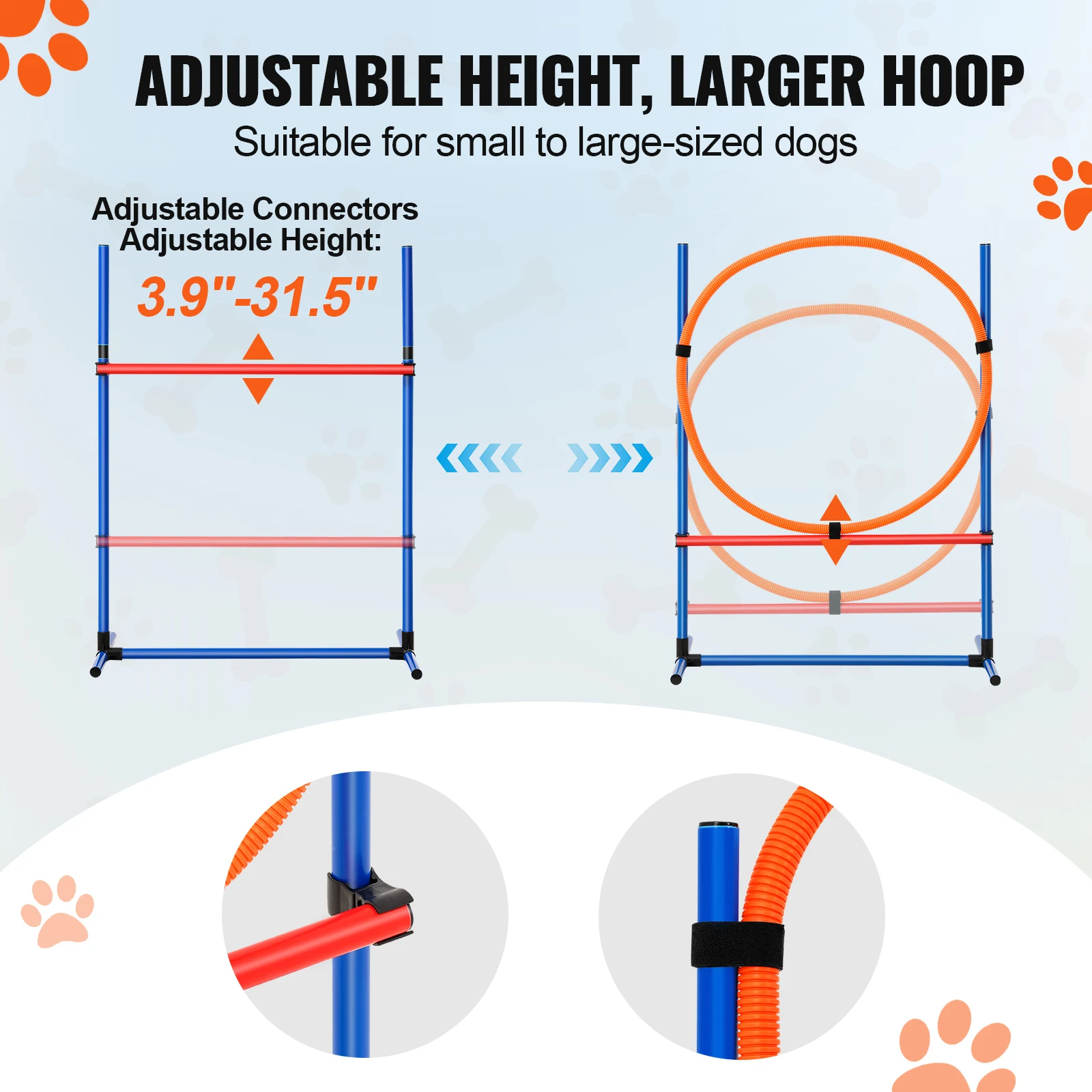 SucceBuy Dog Agility Training Equipment 4 PCS Set with Adjustable High Hurdles 6 Weave PolesJump Ring Square Pause Box Whistle - Image 2