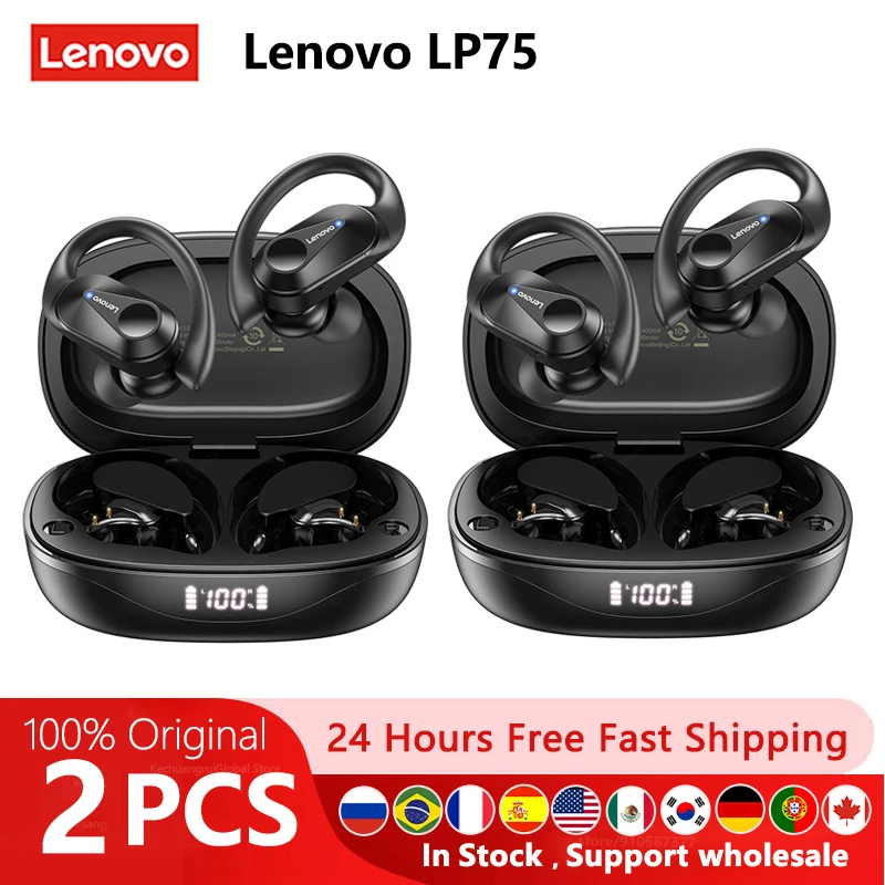 Lenovo LP75 Ture Wireless Headphones TWS Bluetooth 5.3 Noise Reduction Sports Ear Hook HiFi Stereo Waterproof Gaming Earphones - Image 8