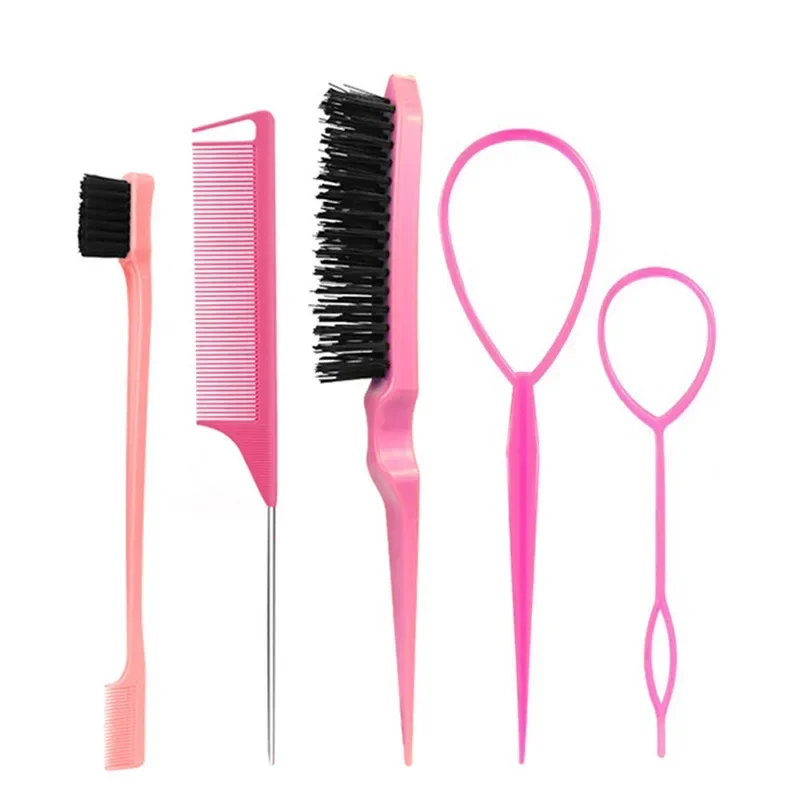 3-10pcs Hair Styling Comb Set Teasing Hair Brush Triple Teasing Comb Rat Tail Combs Edge Brush Hair Tail Tools Braid Tool Loop - Image 9