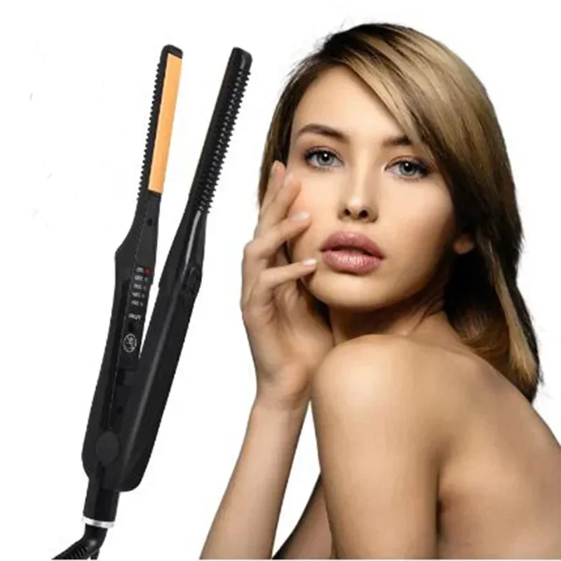 2-in-1 Mini Hair Straightener Curling Iron Professional Ceramic Short Flat Iron for Women & Men Beard Straightener - Image 5
