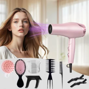 Foldable Fast Drying Hair Dryer with Diffuser for Curly Hair, Nozzle , With Hot/Warm/Cold Wind, 2 Speed Control Gentle And Safe