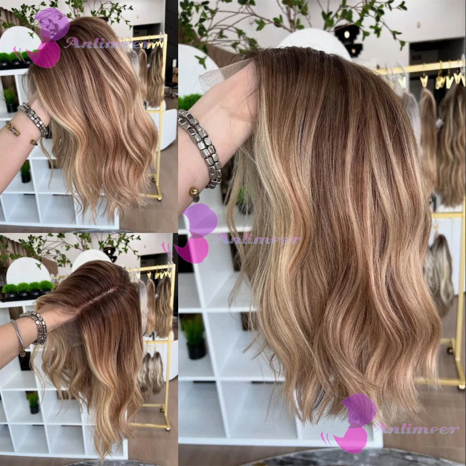 Brown Blonde Balayage Human Hair Glueless Lace Short Bob Wigs 13x4 Silk Top Lace Front Wigs Bleached Knots 360/Full Lace Wigs - Image 2
