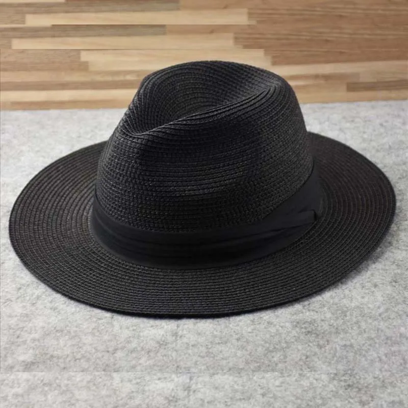 Male Foldable Big Head Straw Hat Panama Summer Outdoors Cowboy Hat Sandy Beach Sun Hats Man Plus Size Fedora Hat 57CM 60CM 64CM - Image 3