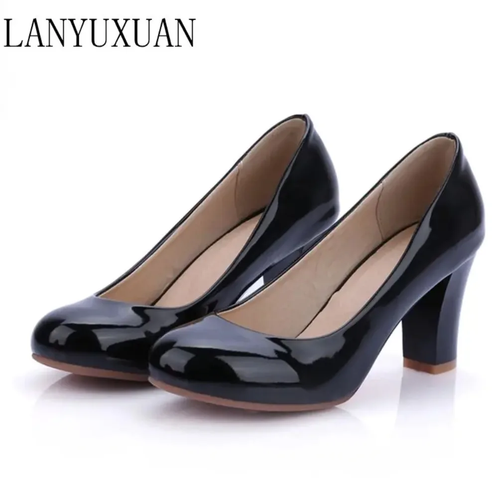 BLXQPYT Women's High Heels Pumps 2026 Fashion Big Size 31-47 Spring Autumn 4 Colors PU Leather Party Wedding Shoes 222-7 - Image 2