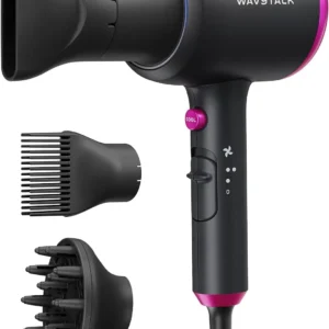 Ionic Hair Dryer with Diffuser for Curly Hair, 1875W Fast Drying with Ceramic Tech, Light & Quiet, 3 Attachments