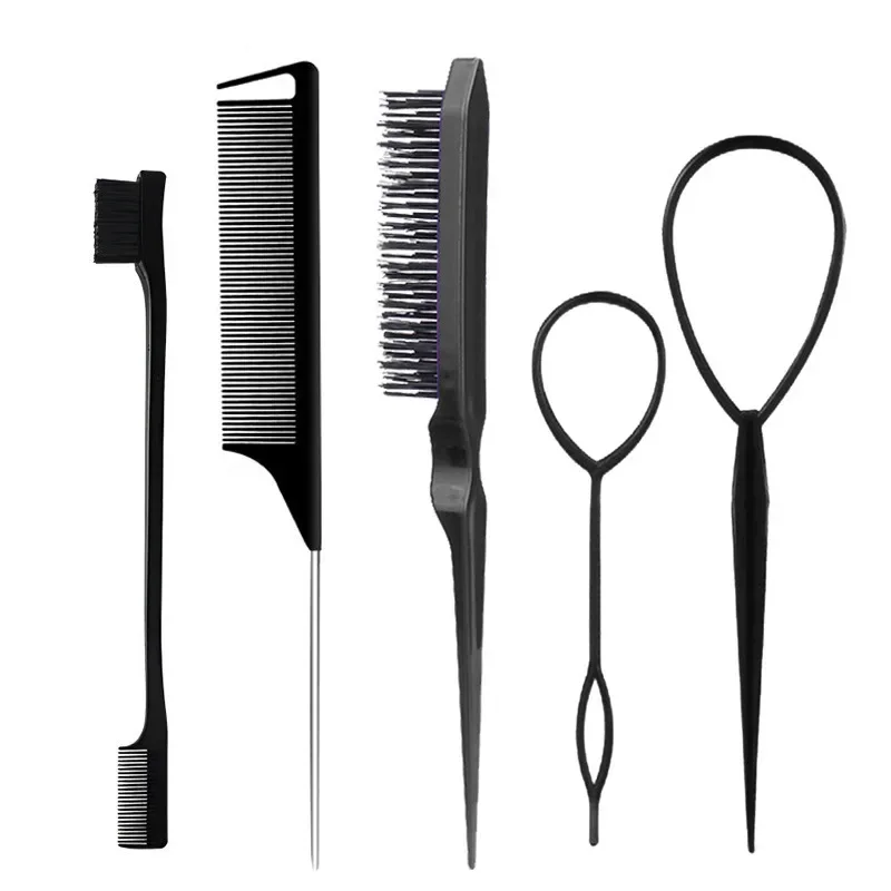 3-10pcs Hair Styling Comb Set Teasing Hair Brush Triple Teasing Comb Rat Tail Combs Edge Brush Hair Tail Tools Braid Tool Loop - Image 7