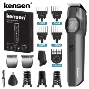 Kensen S30 4 in 1 Cordless Hair Clipper LED Display Men Beard/Nose Trimmer Rechargeable Barber Grooming Kit Hair Cutting Machine